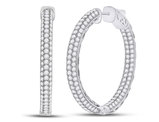 5.00 Carat (ctw G-H, I1-I2) Diamond Hoop Earrings in 14K White Gold